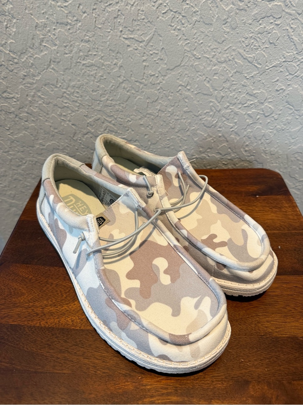 Hey Dude Men's Camouflage Slip-On Sneakers - White & Tan NEW